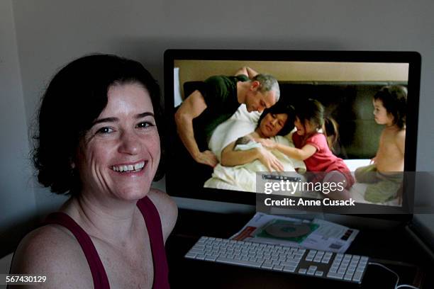 Jodie Myers poses for a portrait at her home in her editing bay in Los Angeles on September 4, 2012. Myers artistically films births for families. On...