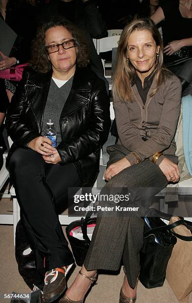 Editors Ingrid Sischy and Sandy Brant of Interview Magazineattends the John Varvatos Fall 2006 fashion show during Olympus Fashion Week at Bryant...