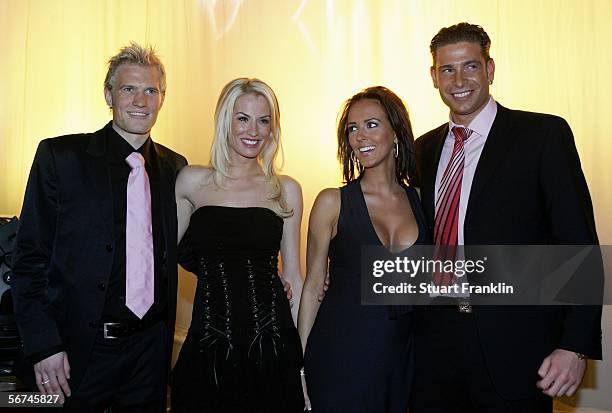 Pekka Lagerblom, Anna-Maria Lagerblom and Tim Wiese and his friend at the Werder Bremen Green White Night 2006 on February 4, 2006 at The Congress...