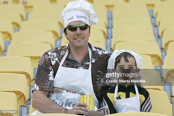 Sevens fans enjoy the atmosphere at the Westpac Trust Stadium February 04, 2006 in Wellington, New Zealand.