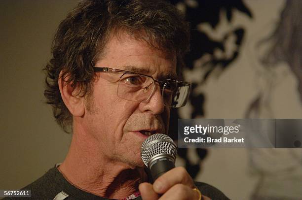 Lou Reed speaks at the Edun Fall 2006 Presentation during Olympus Fashion Week February 5, 2006 in New York City.