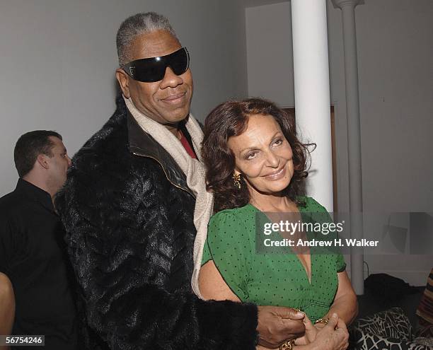 Vogue editor Andre Leon Talley and designer Diane von Furstenberg attend Diane von Furstenberg Fall 2006 - After Party on February 5, 2006 in New...