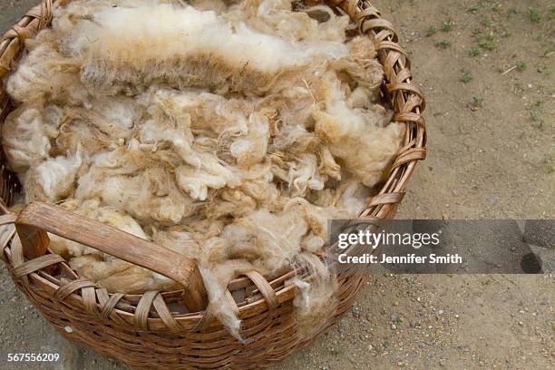 basket of wool - sturbridge stock pictures, royalty-free photos & images
