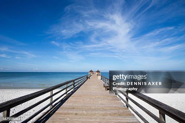 naples pier ultra wide angle - beach pier stock pictures, royalty-free photos & images