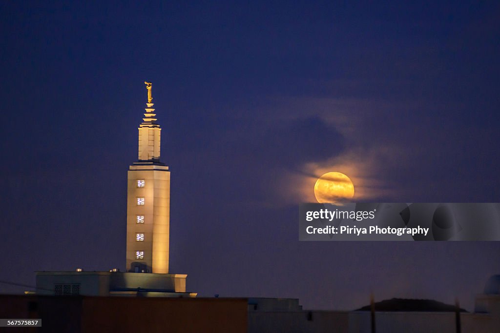 Moonrise with church