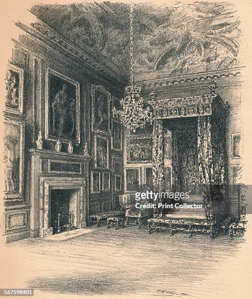 'Queen Anne's Bedchamber, Hampton Court Palace', 1902. From Ancient Royal Palaces in and Near London. [John Lane, London and New York, 1902].