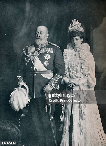 King Edward VII with Queen Alexandra, c1908 . From Edward VII: His Life and Times, Volume II, edited by Sir Richard Holmes, K.C.V.O. [The Amalgated...