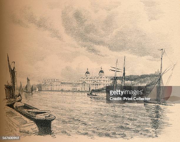 'Greenwich Palace From The River', 1902. From Ancient Royal Palaces in and Near London. [John Lane, London and New York, 1902].