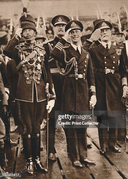 'The Duke of York and Prince Henry welcoming their brother the Prince of Wales home at Portsmouth quayside, after his Imperial Tour of 1925'. From...