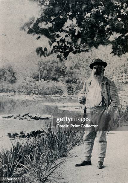 'Claude Monet, Giverny', 1905. Claude Monet, French Impressionist painter. Monet in his garden at Giverny where he painted in the last years of his...