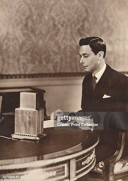 'His Majesty Speaks to His Empire', 1937. King George VI addresses the Empire on the day of his coronation. From The Coronation of King George VI and...