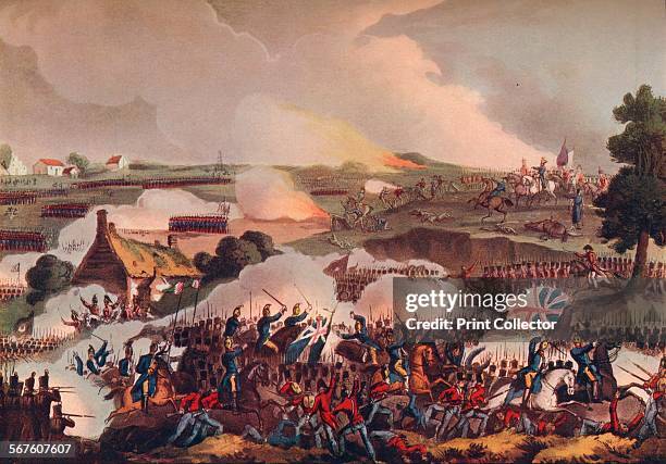 'The Centre of the British Army in Action at the Battle of Waterloo, June 18, 1815', 19th century . From British Military Prints - Connoisseur Extra...