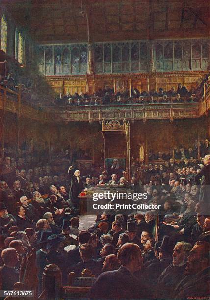 The House of Commons, February 13, 1893 . Prime Minister William Ewart Gladstone Introducing The Second Home Rule Bill. From Cassell's Illustrated...