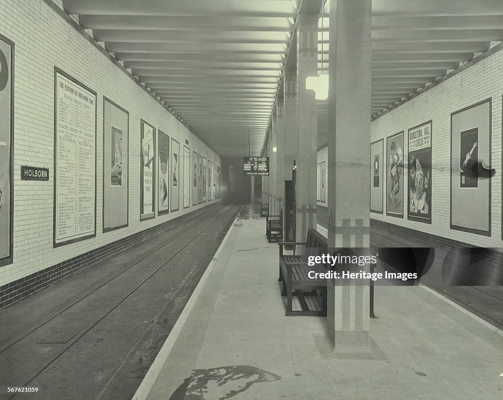 Platform With Advertising Posters, Holborn Underground Tram Station, London, 1931