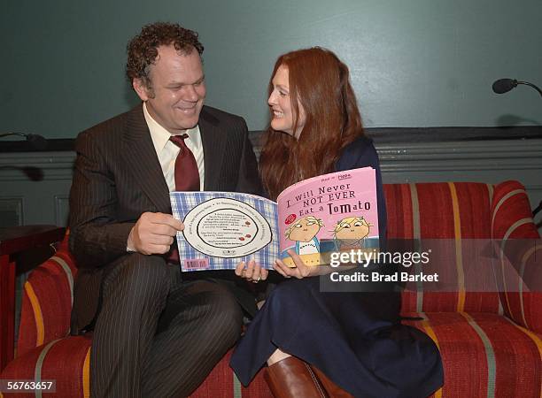 Actor John C. Reilly and actress Julianne Moore pose for a photo at the Children of Bellevue's Reach Out and Read 10th Anniversary Celebration at the...