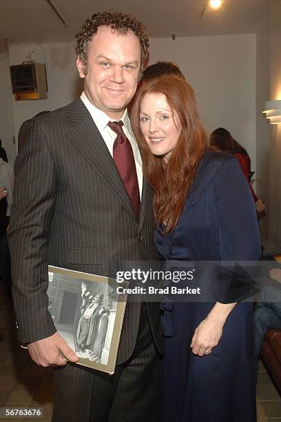 Actress Julianne Moore and actor John C. Reilly pose for a photo at the Children of Bellevue's Reach Out and Read 10th Anniversary Celebration at the...