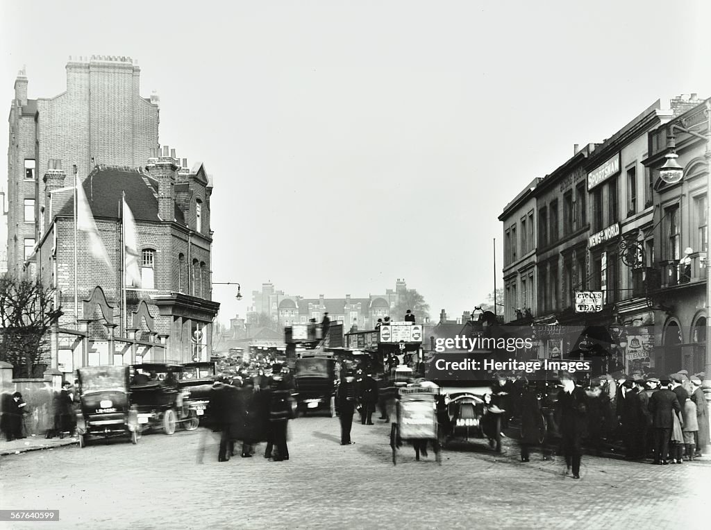 Busy Street By Stamford Bridge Stadium, (Chelsea Football Ground), Fulham, London, 1912
