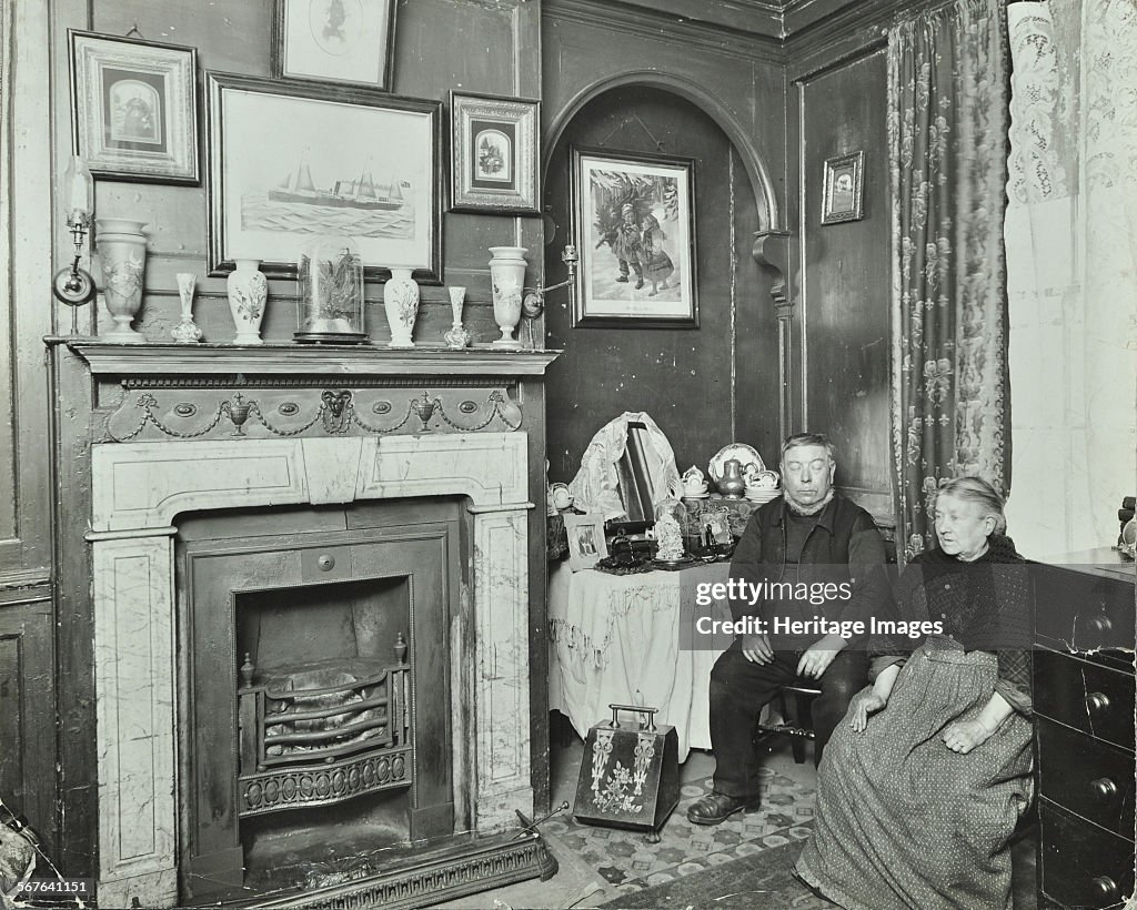 Elderly Couple In Victorian Interior, Albury Street, Deptford, London, 1911