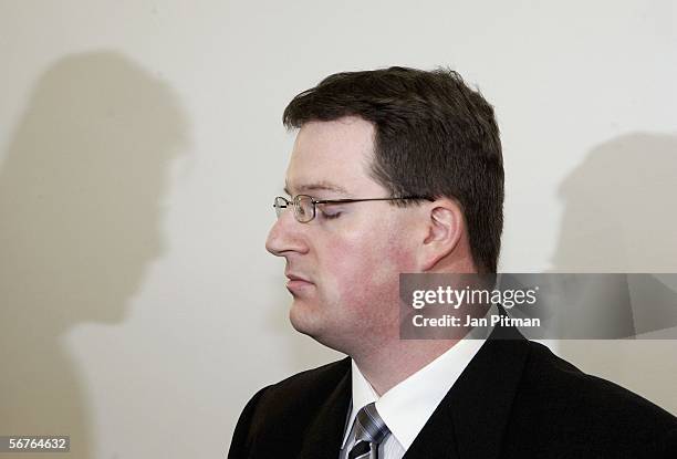 Stephan L. Sits in a court room at the beginning of his trial on February 7, 2006 in Kempten, Germany. Hospital nurse Stephan L is accused of killing...