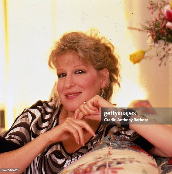 Portrait of American singer and actress Bette Midler, Los Angeles, California, 1980s.