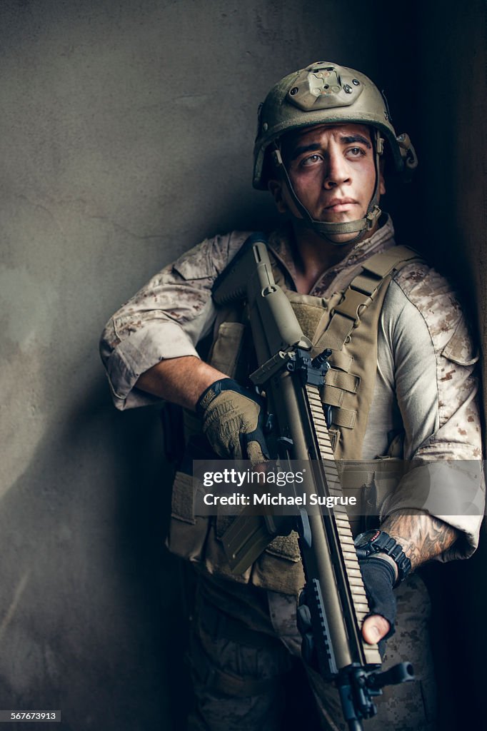 US Marine stands guard.