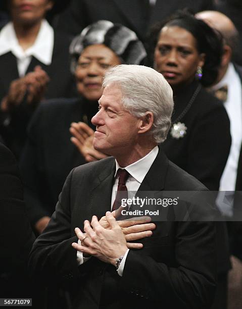 Former U.S. President Bill Clinton arrives at the Coretta Scott King funeral ceremony at the New Birth Missionary Baptist Church February 7, 2006 in...