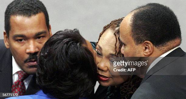 Lithonia, UNITED STATES: King family members Dexter King , Reverend Bernice King , Yolanda King , and Martin Luther King III arrive at the New Birth...