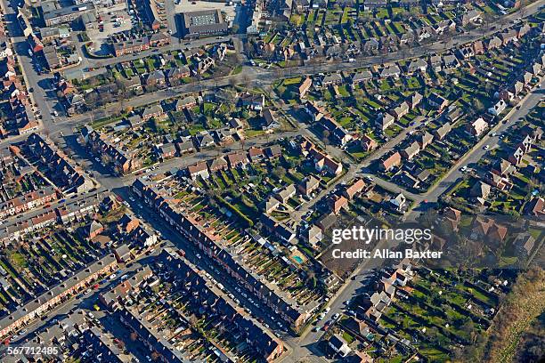 aerial view of suburb of nottingham - nottingham stock pictures, royalty-free photos & images