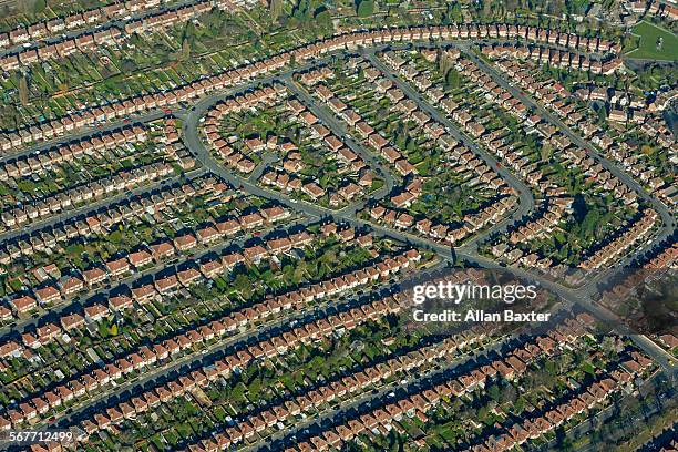 aerial view beechdale suburb of nottinghamshire - nottingham stock pictures, royalty-free photos & images