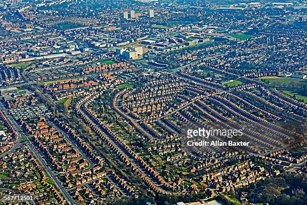 aerial view of meadows suburb of nottingham - nottingham stock pictures, royalty-free photos & images