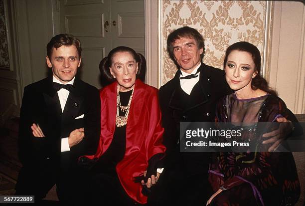 Mikhail Baryshnikov, Martha Graham, Rudolf Nureyev and Maya Plisetskaya attends the Martha Graham Celebration circa 1987 in New York City.