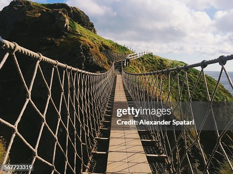 Ni Rope Bridge Carrickarede Rope Bridge Northern Ireland High-Res Stock Photo - Getty ...