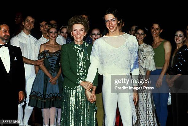 Nancy Reagan and Ron Reagan Jr. Attends the Joffrey Ballet in Lincoln Center circa 1981 in New York City.