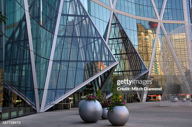 downtown calgary bow building - downtown calgary stock pictures, royalty-free photos & images