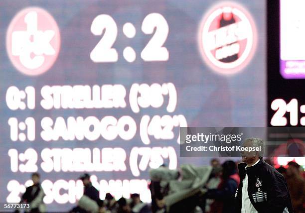 Head coach Hanspeter Latour of Cologne looks on during the Bundesliga match between 1. FC Kaiserslautern and 1. FC Cologne at the Fritz Walter...