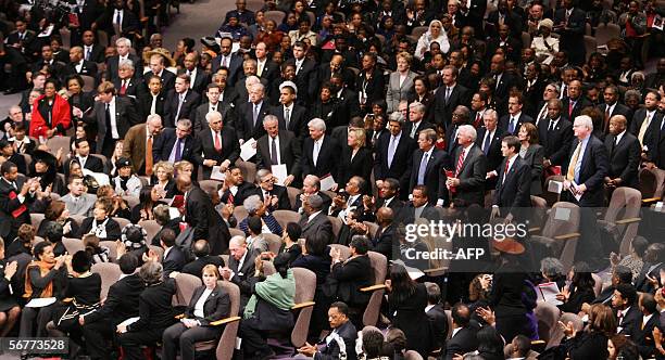 Lithonia, UNITED STATES: Members of the US senate and congress attend the funeral for Coretta Scott King at the New Birth Missionary Baptist Church...