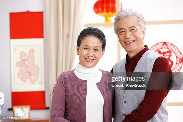 the old couple to spend the new year - 65 year old asian women ストックフォトと画像