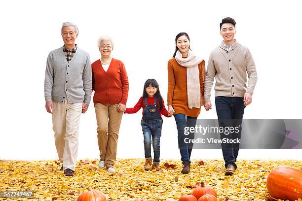 happy family outings - asian mother and daughter pumpkin stockfoto's en -beelden