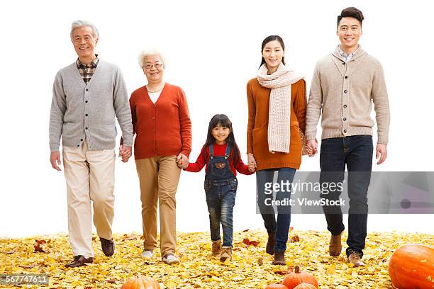 happy family outings - asian mother and daughter pumpkin stockfoto's en -beelden