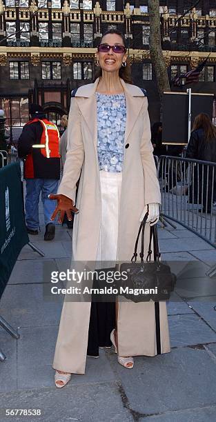 Carol Alt arrives for the Luca Luca fashion show at Bryant Park February 7, 2006 in New York City.