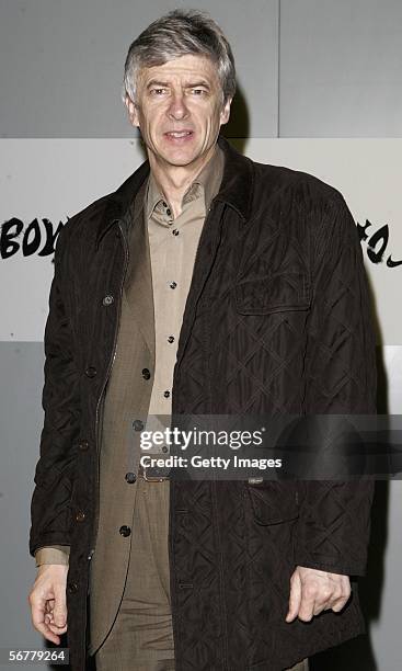 Arsene Wenger arrives at the launch of Nike's 'Joga Bonito' at the Truman Brewery on February 7, 2006 in London, England. Wayne Rooney, Rio...