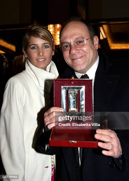 Italian actor and filmaker Carlo Verdone with his daughter Giulia pose with the Nastro D'Argento on the Italian Movie Awards presented by the...