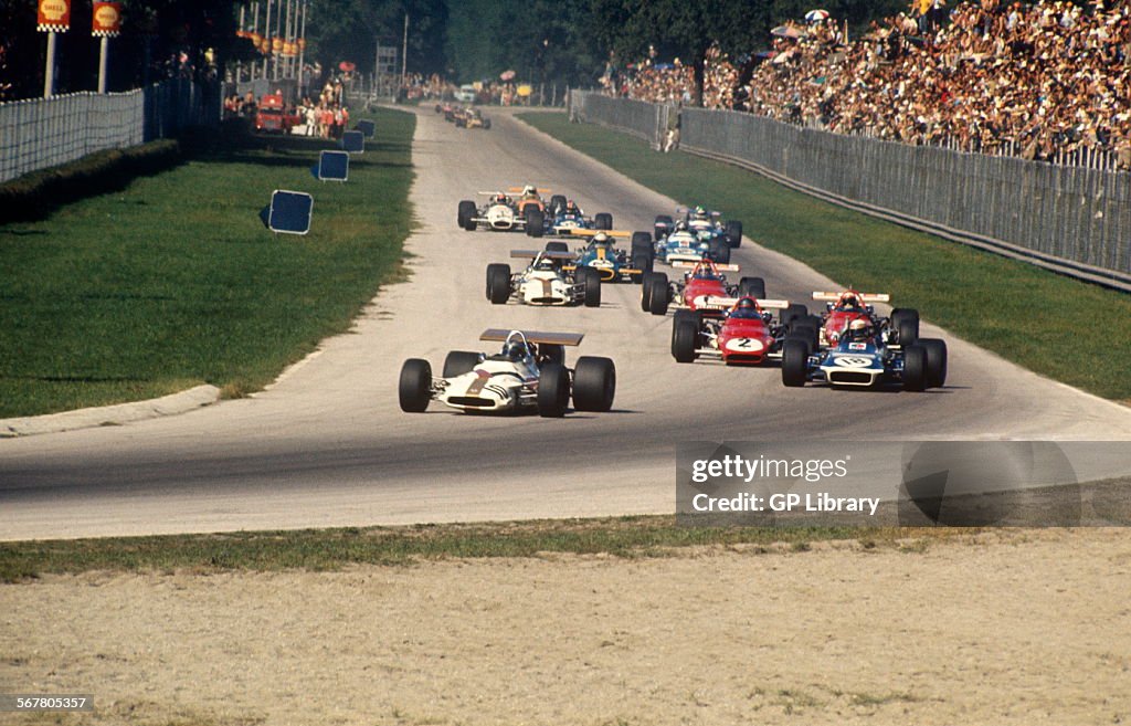 BRM leads March and Ferraris.