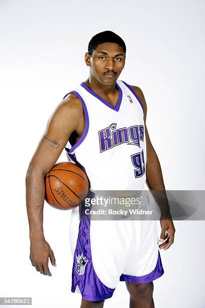 Ron Artest of the Sacramento Kings poses before taking on the Memphis Grizzlies on February 7, 2006 at the ARCO Arena in Sacramento, California. NOTE...