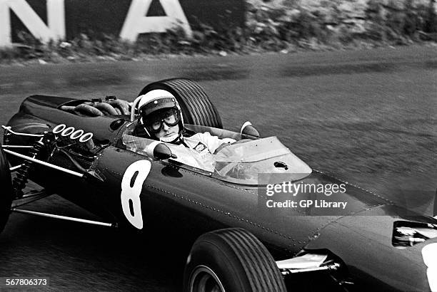 Jackie Stewart racing in his BRM P261 enters La Source hairpin at Spa Francorchamps, Belgium, 13 June 1965.