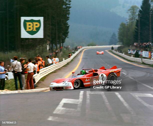 Henri Pescarolo-Andrea de Adamich's Alfa Romeo T33 finished 3rd Spa 1000kms race, Belgium, 9 May 1971.