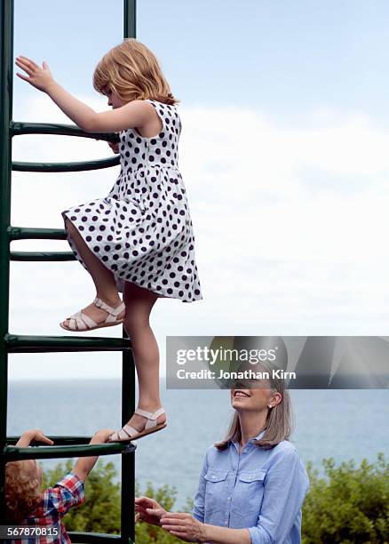 grandmother with her grand kids - spotted lake stock pictures, royalty-free photos & images