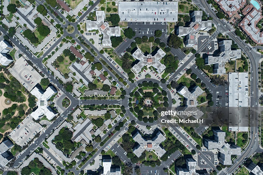 An aerial view of cityscape, LA