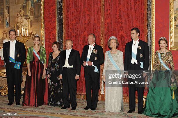 Inaki Urdangarin and his wife Infanta Cristina, Russian President Vladimir Putin and his wife Lyudmila, Spain's King Juan Carlos and Queen Sofia,...