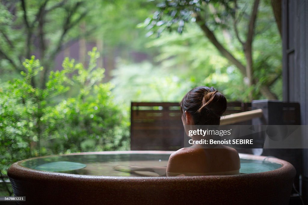 Japanese lady in onsen